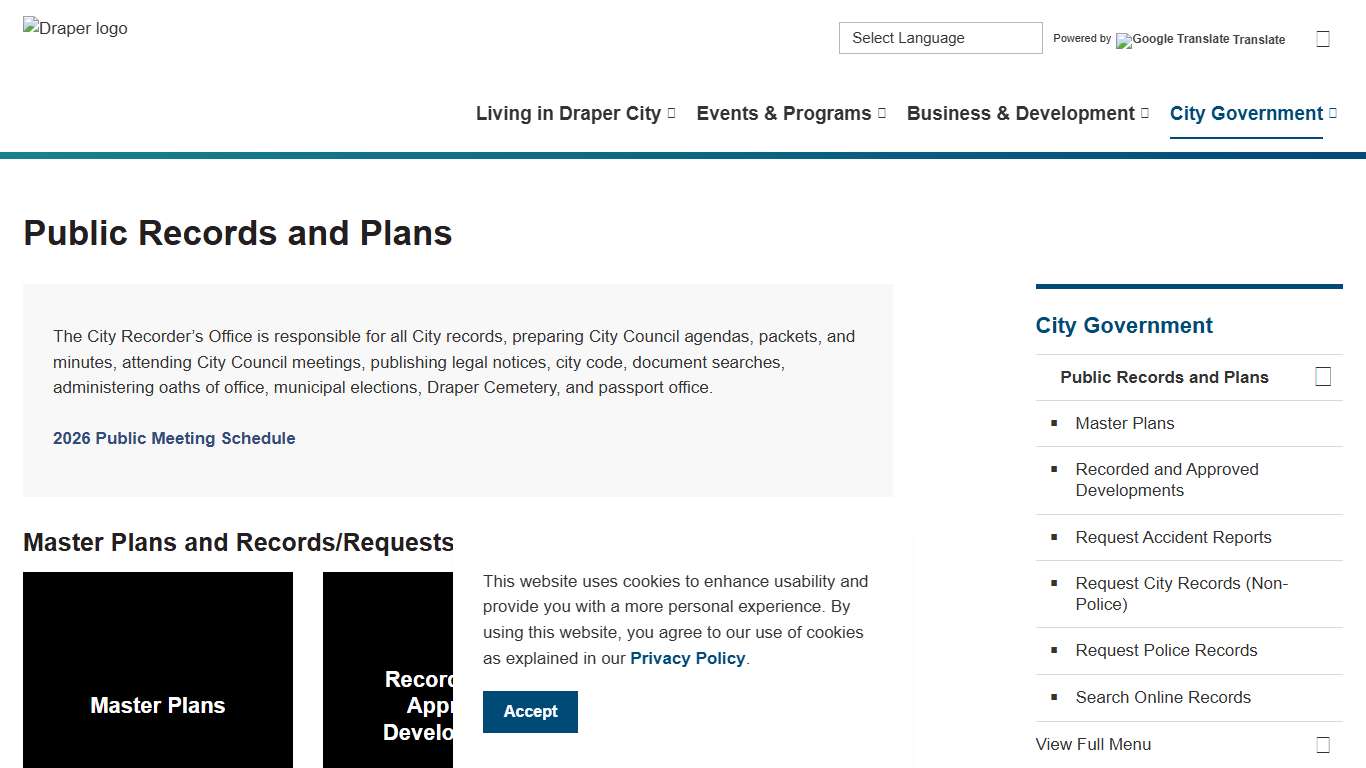 Public Records and Plans | City of Draper