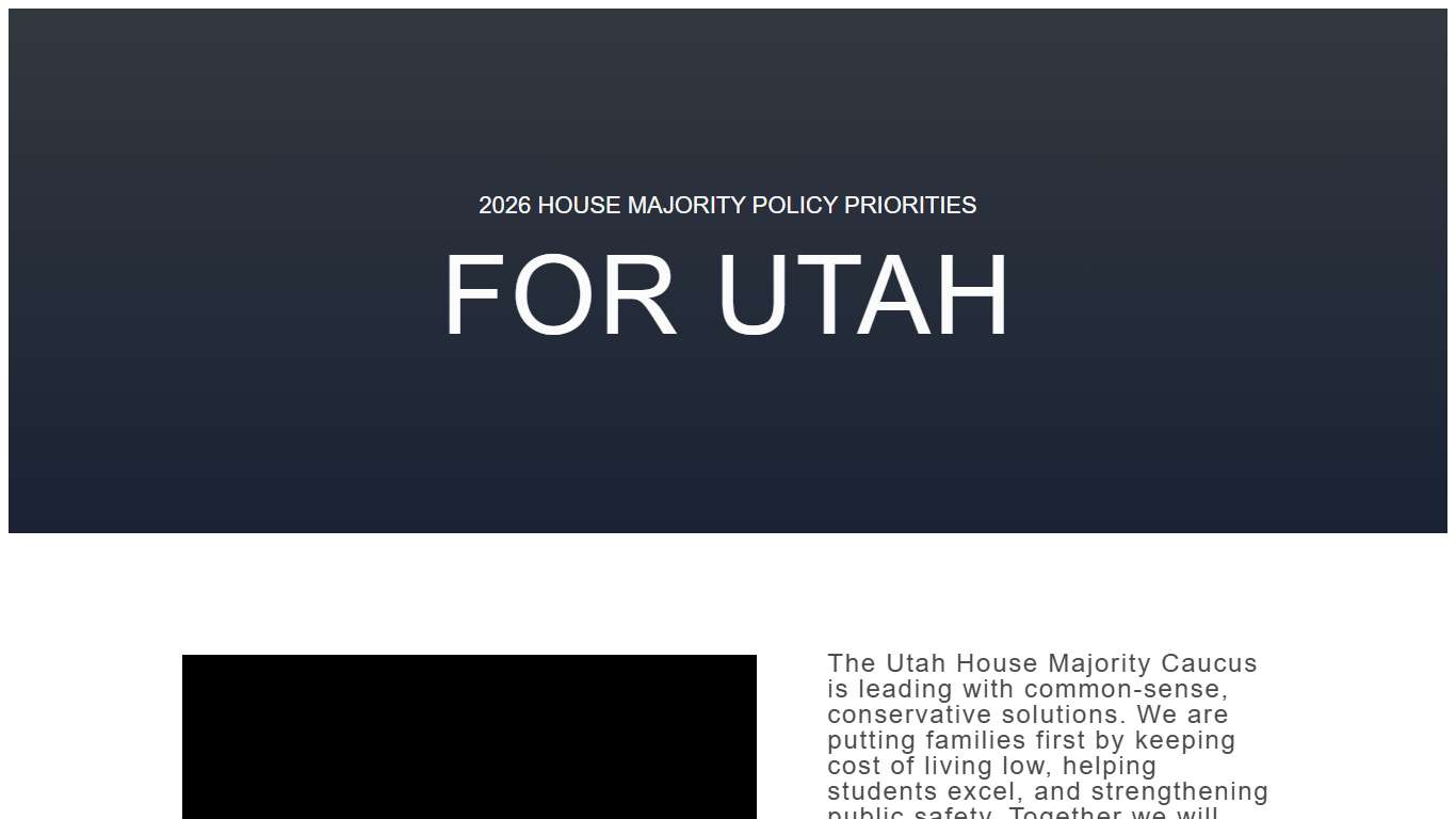 2026 Priorities – Utah House of Representatives